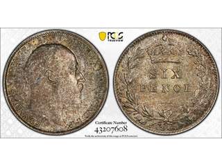 Storbritannien Edward VII (1901-1910) 6 pence 1908, UNC PCGS MS64 tonad