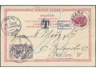 Sweden. Postal stationery, Single postcard, Facit bKe13, Postcard 10 öre (crease) sent …