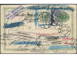 Sweden. Postal stationery, Single postcard, Facit bKe12, Postcard 5 öre franked with …