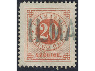 Sweden. Facit 46. FINLAND. Finnish single line cancellation ILMA on Swedish stamp 20 öre …
