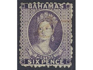 Bahamas. Michel 7aa ★ , 1863 Queen Victoria 6 d deep violet perf 12½ wmk Crown CC. Minor …