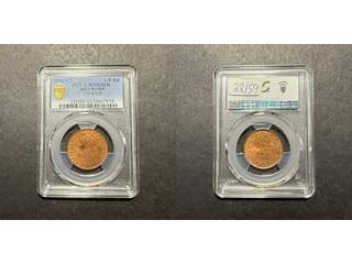 Indien Queen Victoria (1837-1901) 1/4 anna 1901 (C), AU/UNC, PCGS MS63 RB