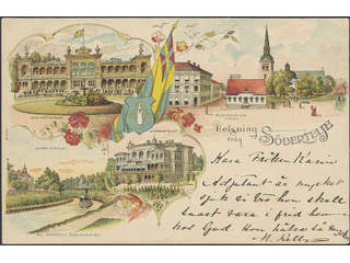 Sweden. Postcard Facit 52 , Gruss Aus. Södertelje, "Helsning från", used card sent from …