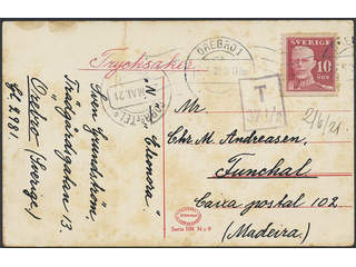 Sweden. Facit 149A cover, 10 öre on postcard not approved for printed matter rate, sent …