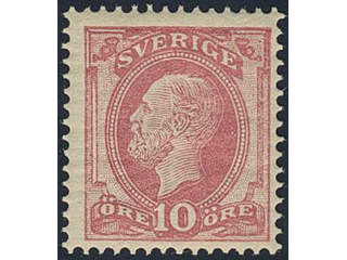 Sweden. Facit 45 ★, 1886 Oscar II with posthorn on back 10 öre red. Almost never hinged. …