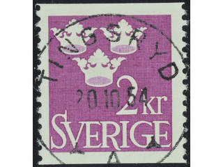 Sweden. Facit 308 used , 1952 Three Crowns 2 Kr red-violet. EXCELLENT cancellation …