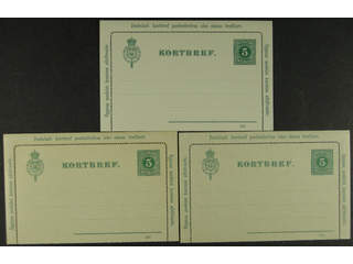 Sweden. Postal stationery, letter card Facit kB7 , Letter card 5 öre, three unused …