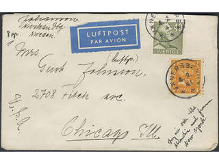 Sweden. Air mail cover Facit 168, 281 , 40 öre + 1 kr on air mail cover sent from …