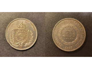 Brazil Pedro II (1831-1889) 2000 reis 1853, AU lätt rengjord