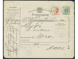 Sweden. Facit 43, 46 cover, 5+20 öre on beautiful money order with coupon sent from …