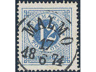 Sweden. Facit 21e used , 12 öre ultramarine-blue on ordinary paper. Superb–EXCELLENT …