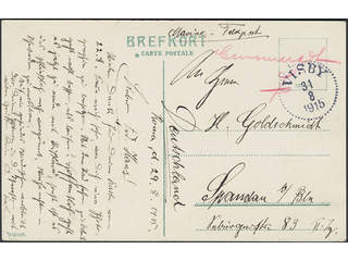 Sweden. P.O.W mail, Postcard sent from a German sailor, from the German warship SMS …