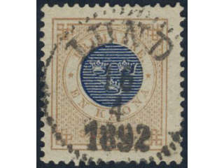 Sweden, Sverige, Sverige, Sverige. Facit 49 used, 1 Krona brown/blue. EXCELLENT …