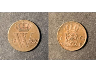 Nederländerna Willem I (1815-1840) 1/2 cent 1822, XF-UNC