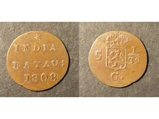 Nederländska Kolonier Netherlands East Indies 1/2 duit 1808, XF
