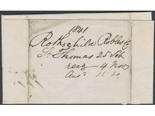 Denmark Danish West Indies. Prephilately. Cover from St. Thomas 25/9 1841 with contents, …