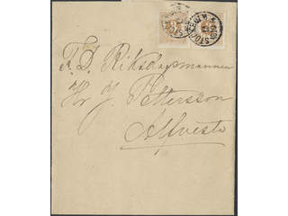Sweden. Facit 17 on cover, 2x3 öre on newspaper banner sent from STOCKHOLM 13.10.1874 to …