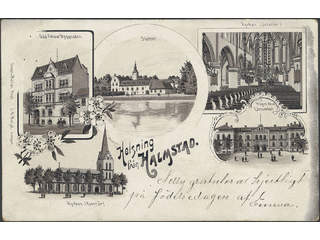 Sweden. Postcard Facit 52 , Gruss Aus. Halmstad, "Helsning från", used card sent from …
