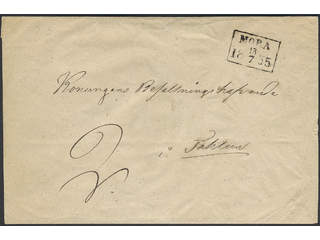 Sweden. D county. MORA 13.7.1855, rectangular postmark. type 3 on cover sent during the …