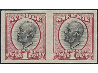 Sweden. Facit 60P (★), Proof type P, light carmine/grey-black in PAIR. EXCELLENT.