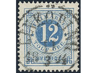 Sweden, Sverige, Sverige, Sverige. Facit 32g used, 12 öre dark blue - light blue on soft …