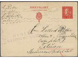 Sweden. Postal stationery, Single postcard, Facit bKe34, Postcard 20 öre sent from …