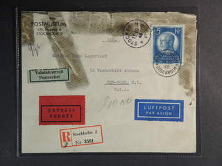 Sweden. Facit 210 cover , 5 kr, single usage, on registered special delivery air mail …