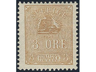 Sweden. Facit 14BN ★★, 3 öre brown, type II reprint perf 13.