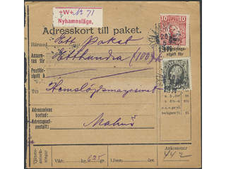 Sweden. Facit 82, 69 cover , 10+50 öre as mixed franking on address card for insured …