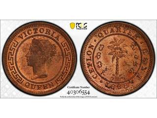 Ceylon Queen Victoria (1837-1901) 1/4 cent 1898, UNC, PCGS MS64 RB