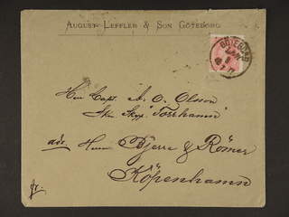 Sweden. Facit 45 cover , 10 öre on cover sent from GÖTEBORG LBR 8.7.1887 to Denmark. …
