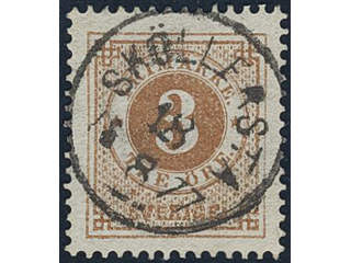 Sweden, Sverige, Sverige, Sverige. Facit 28a used, 3 öre yellowish orange-brown. Superb …