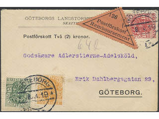 Sweden. Official Facit Tj41, 44, 47 , 2+5+10 öre on local cash on delivery printed …