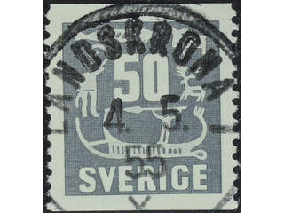 Sweden. Facit 458 used , 1954 Rock Carvings 50 öre grey. EXCELLENT cancellation …