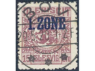 Denmark Schleswig. Facit 19 or Scott 19 used , 1920 Overprint on Lion and Landscape 15 …