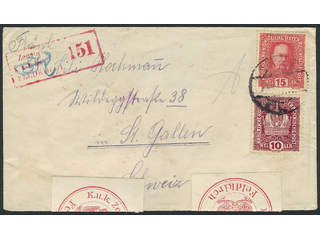 Austria. Michel 188, 190 cover , 10+15 h on censored cover sent from GRAZ 28.VI.17 to …