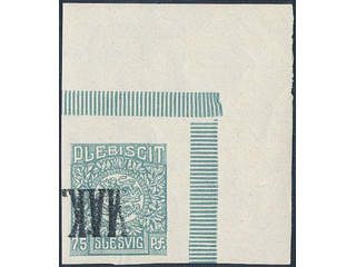 Denmark Schleswig. Facit 10 or Scott 10 ★★ , 1920 Lion and Landscape 75 pf blue-green …