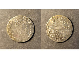 Polen Sigismund III Vasa (1587-1632) 3 groschen 1593 Riga, AU tonad