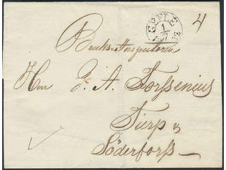 Sweden. X county. GEFLE 1.7.1832, arc postmark. type 2 on cover sent to Tierp. Ex …