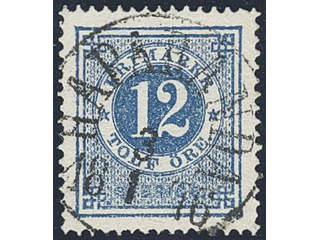 Sweden. Facit 21n used , 12 öre dark blue, dense blurred background. EXCELLENT …