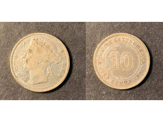 Straits Settlements Queen Victoria (1837-1901) 10 cents 1871, XF