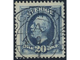 Sweden. Facit 66 used , 1911 Oscar II, copperplate without vmk 20 öre blue. Superb …