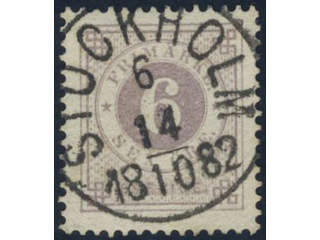 Sweden, Sverige, Sverige, Sverige. Facit 31e used, 6 öre greyish lilac. Superb …
