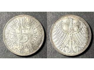 Tyskland (Förbundsrepubliken) 5 mark 1961 F, UNC
