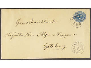 Sweden. Postal stationery, stamped envelope Facit Fk1IIIc , Stamped envelope 12 öre type …