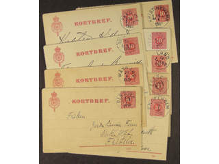 Sweden. Postal stationery, letter card Facit kB8 , Letter card 10 öre, nine used copies, …