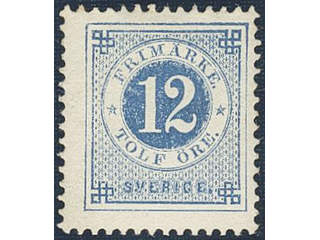 Sweden. Facit 32h ★ , 12 öre dark blue - light blue on calendered paper. Fresh copy. …