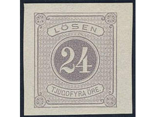 Sweden. Postage due Facit L17v1 (★), 24 öre lilac imperf.