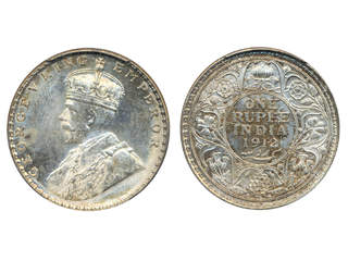 Coins, India. George V (1910-1936), KM 524, 1 rupee 1912. Bombay mint. Graded by PCGS as …