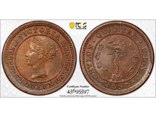 Ceylon Queen Victoria (1837-1901) 1/4 cent 1898, AU/UNC, PCGS MS63BN